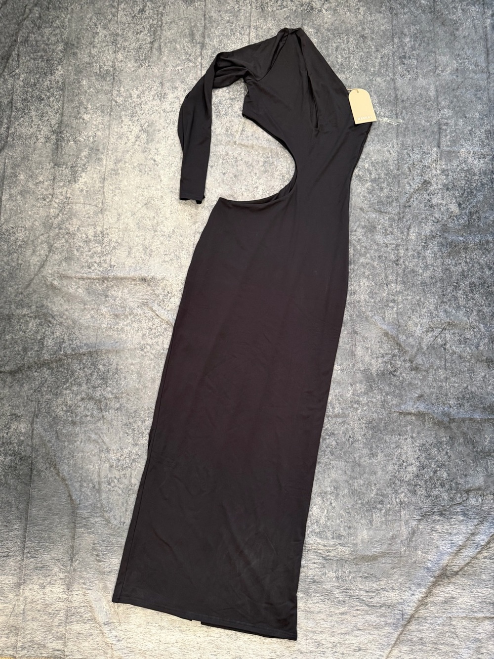 Meshki Black One-Shoulder Cutout Maxi Dress
